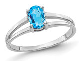 1/2 Carat (ctw) Solitaire Blue Topaz Ring in 14K  White Gold